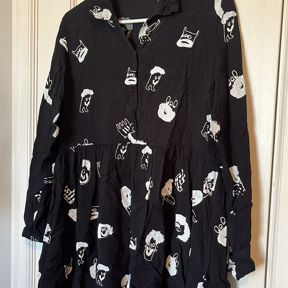 Handmade Screen Printed Mini Dress - Picture 2 of 3